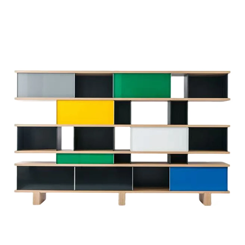 Medieval style bookshelf combination grid cabinet magazine display Bogu reading Bauhaus storage dopamine
