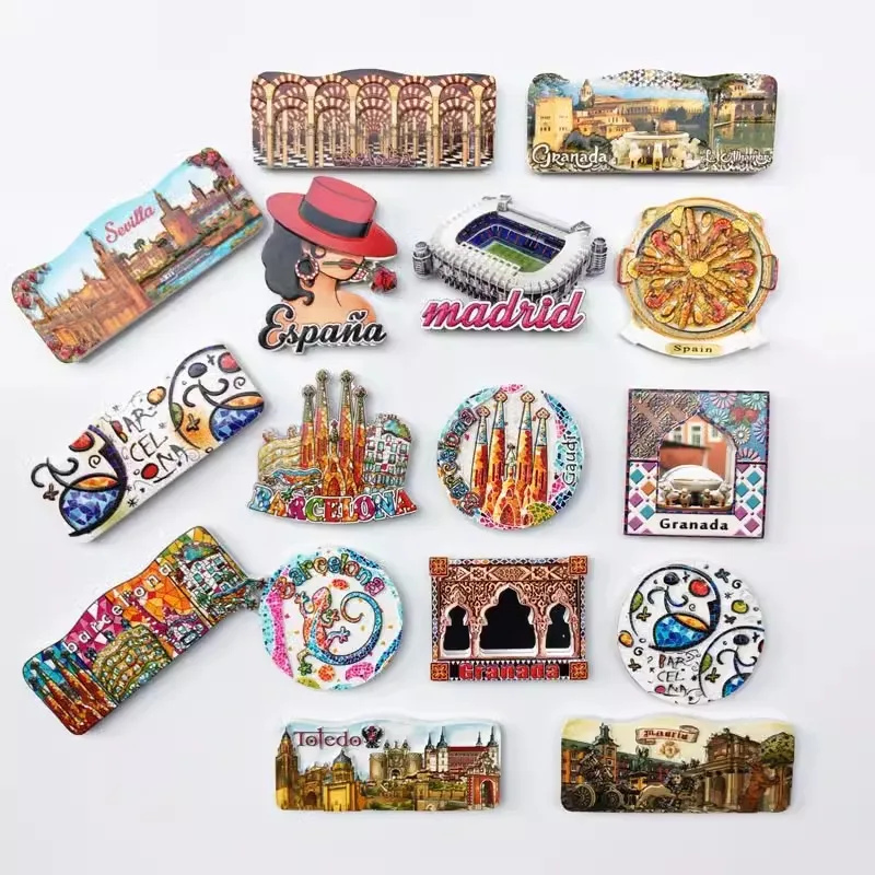 All over Spain tourist attractions punch the landmark building memorial crafts magnetic refrigerator sticker