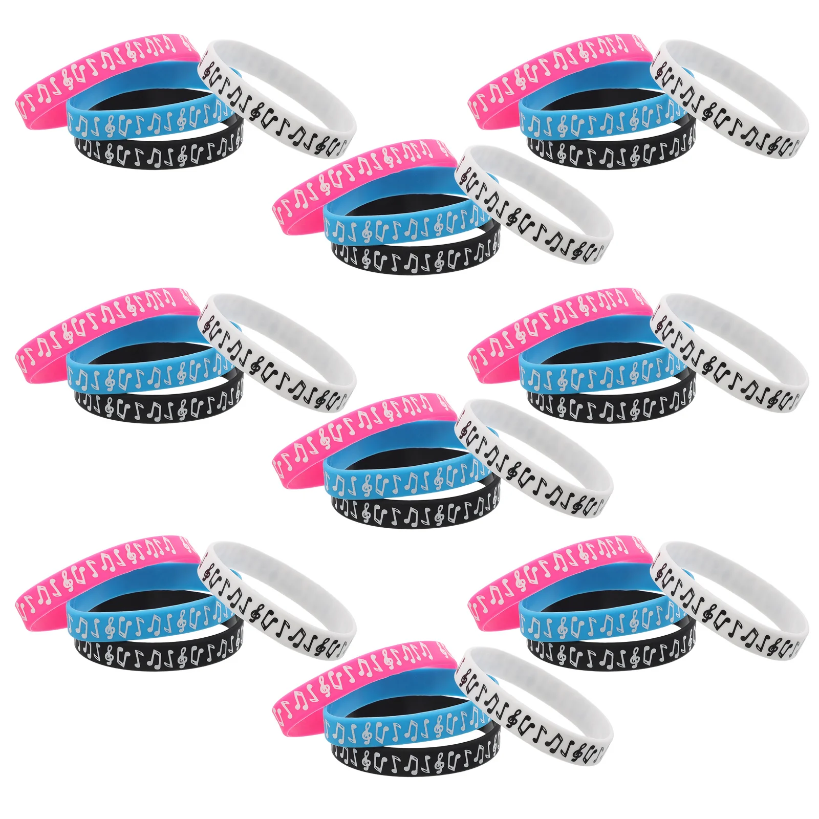 32 قطعة من أساور السيليكون ذات طابع الموسيقى، تصميم ملاحظة موسيقية نابضة بالحياة، مريح مقاوم للماء للحفلات لمهرجان الحفلات الموسيقية #3