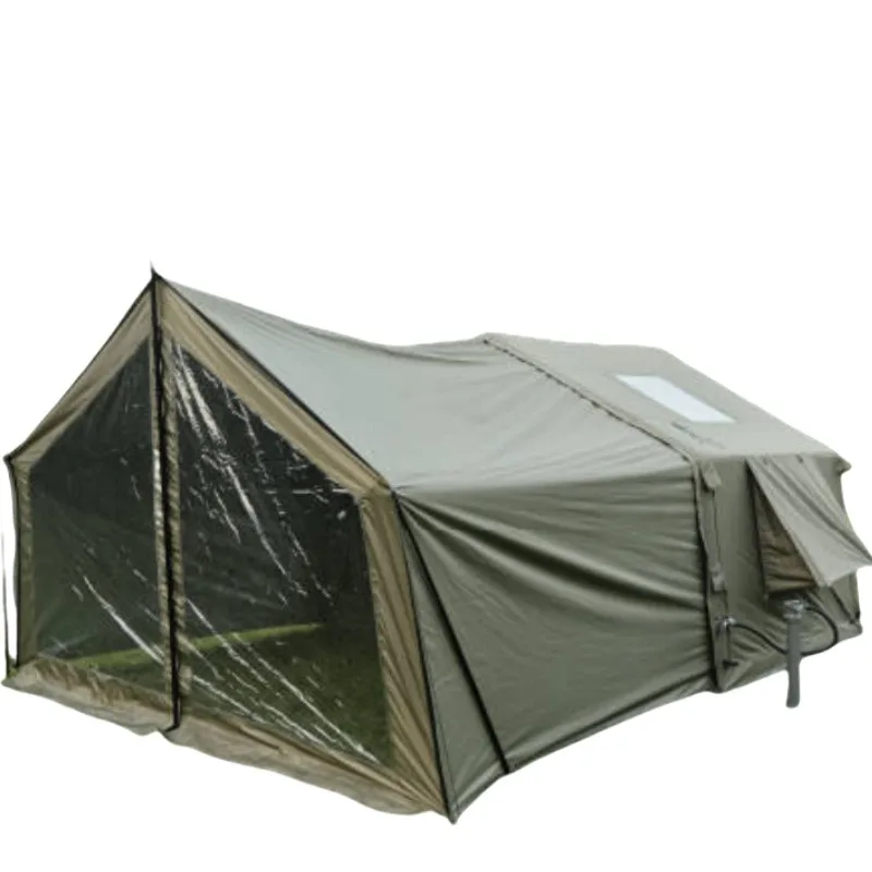 

Oxford cloth outdoor camping army green inflatable tent one room and one living room rainproof canopy camping