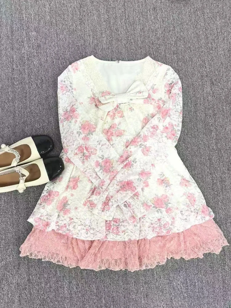 Y2K Floral Vintage Sweet Elegant Dress 6