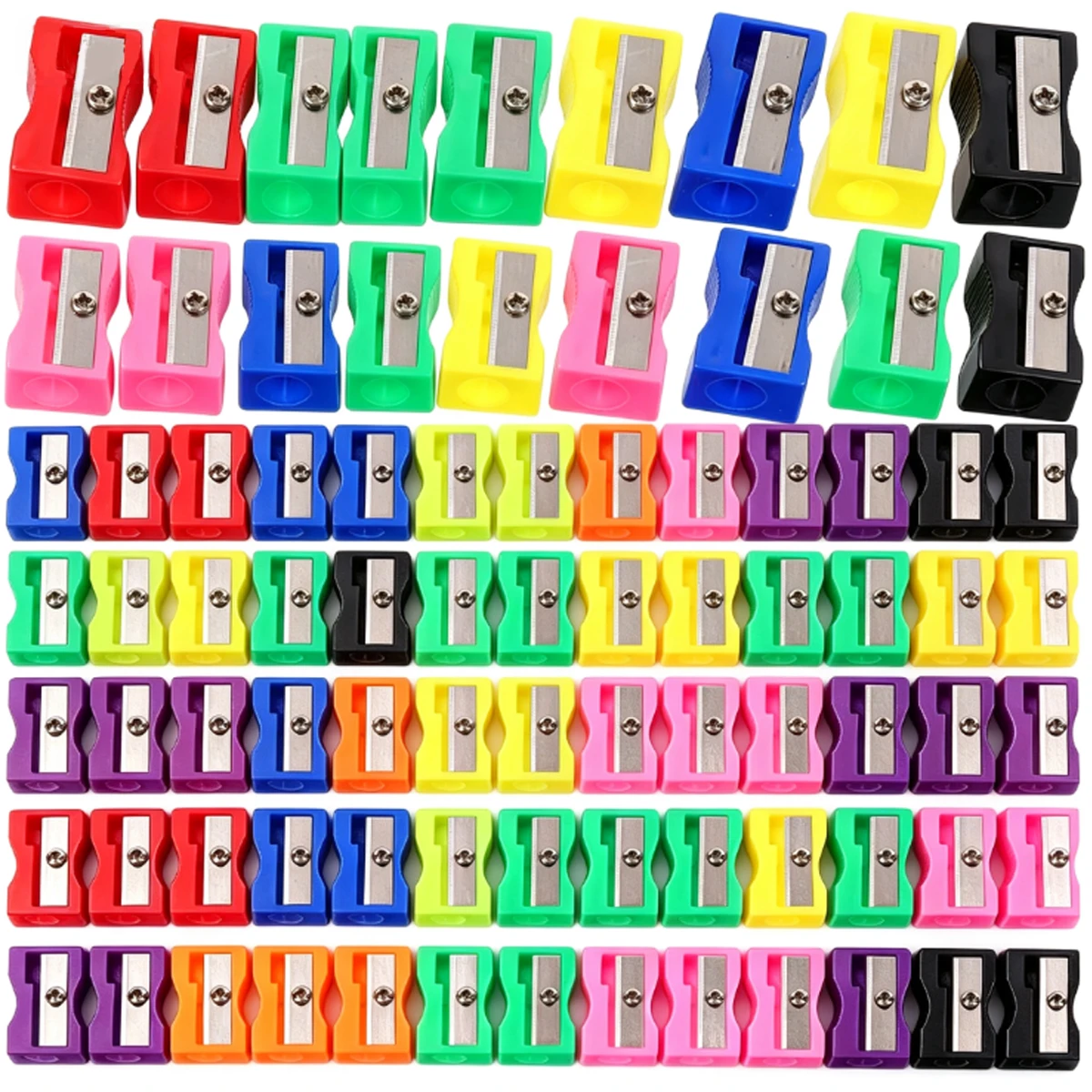 20/40/80Pack 2.5cm Colored Square Mini Pencil Sharpeners, Ergonomic Curved Anti-Slip Plastic Design, Bulk Stationery ZSY