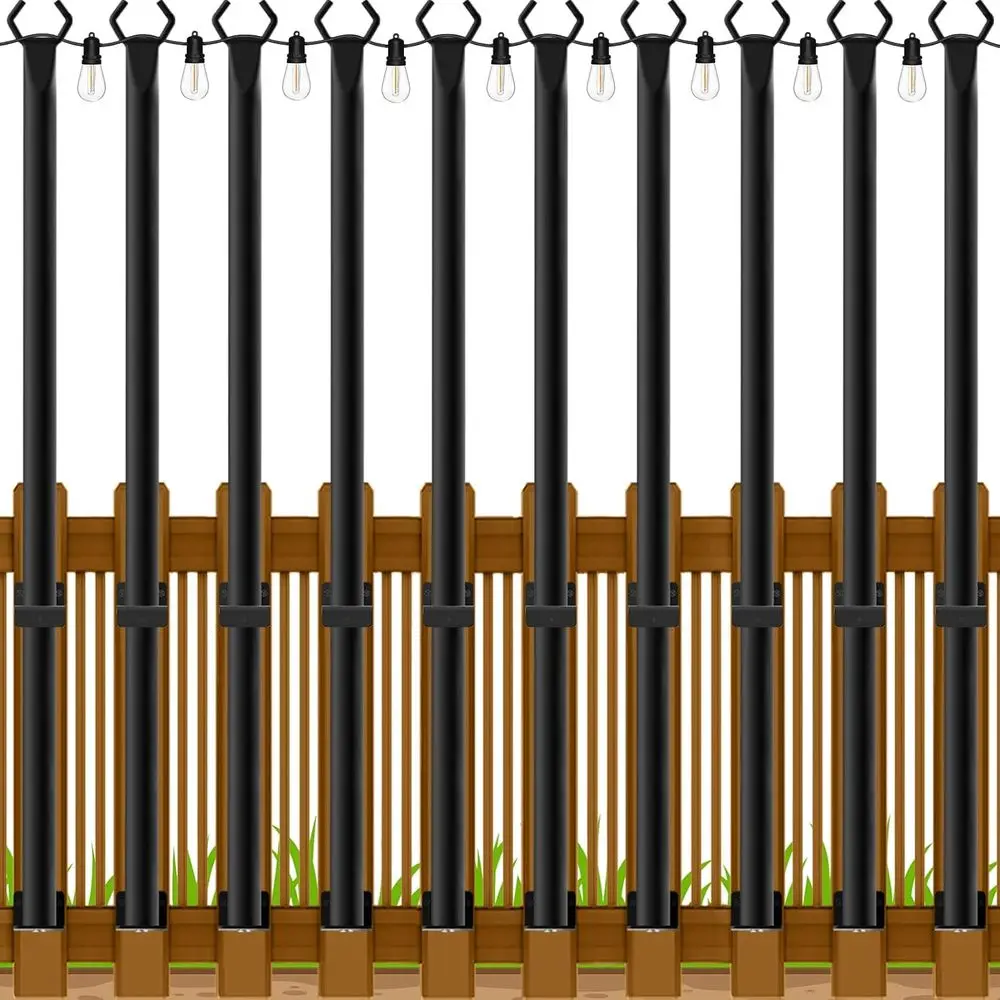 

Набор из 10 металлических столбов для уличных гирлянд, 5 тонн, для патио, двора, террасы