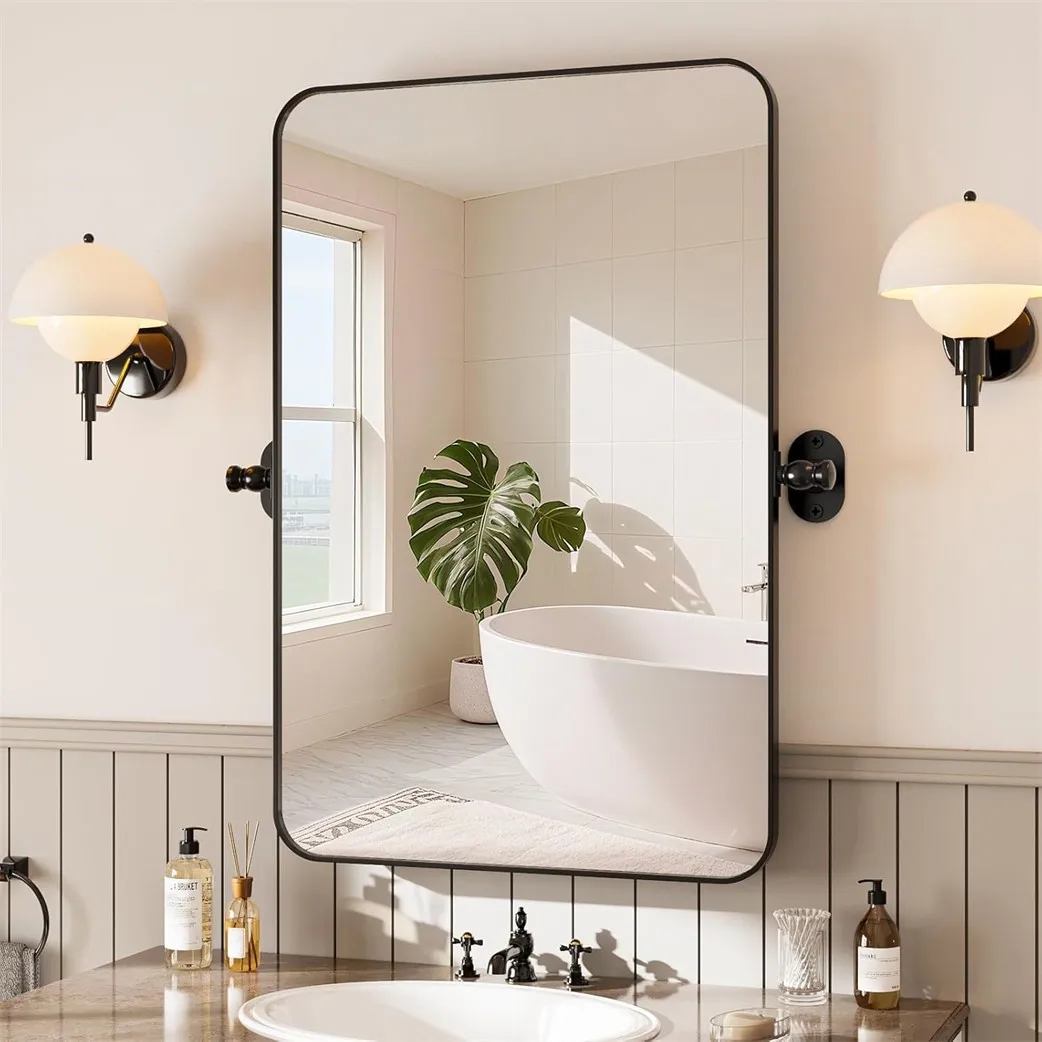 Adjustable Wall Decor Mirror with Black Frame
