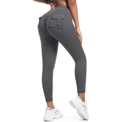 Women Back Pockets Gym Leggings Scrunch Seamless Sports Fitness Leggins Outdoor Push Up Yoga Tights Butt Lifting Workout Pants