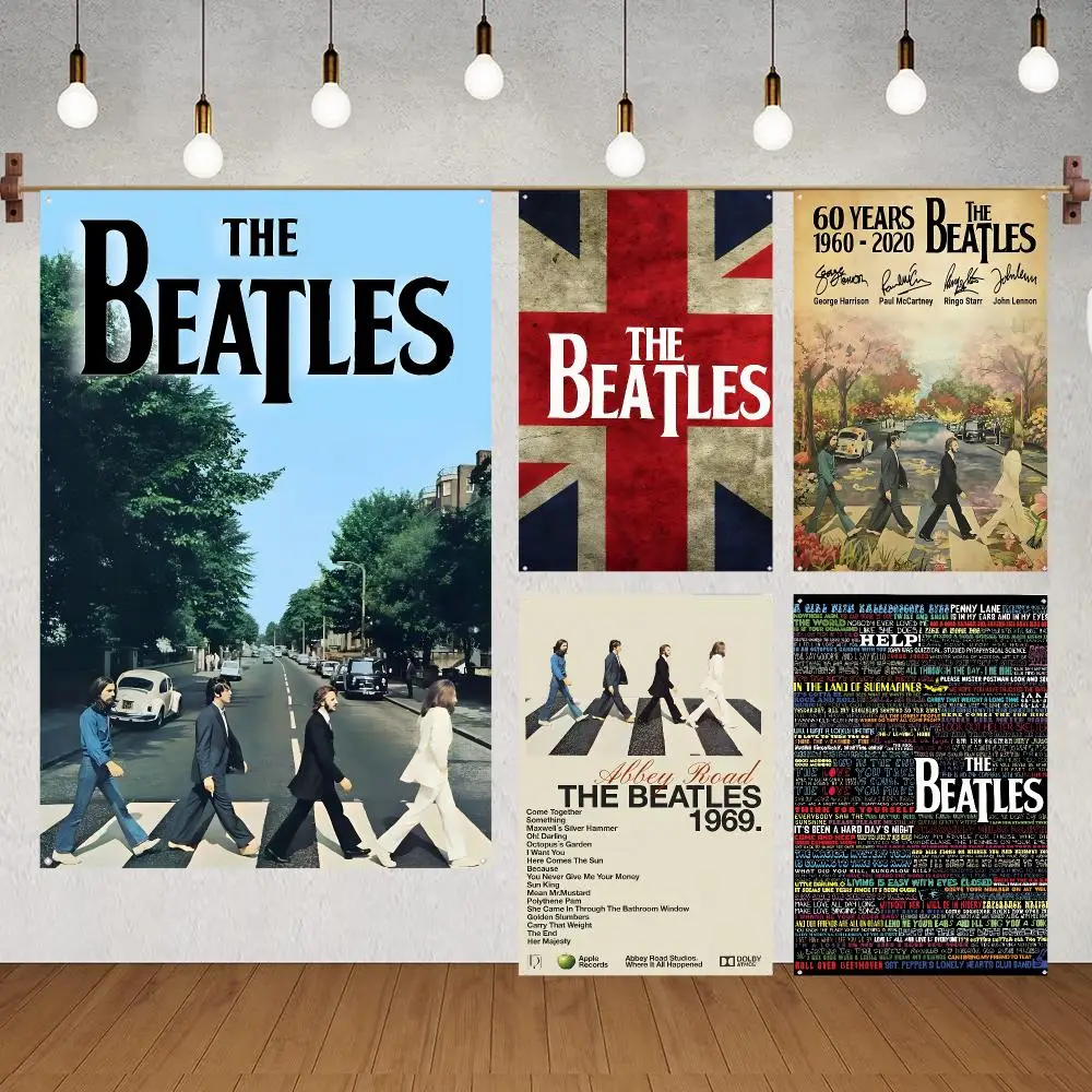 Band Music Rock The Beatles Flags for indoor decoration with no edging and four corner rings for easy hanging