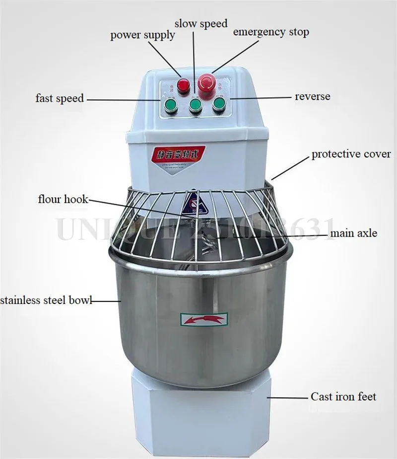 

Commercial Automatic Stainless Steel Spiral Bakery Dough Flour Mixer Egg Cake Cream Mixing Machine