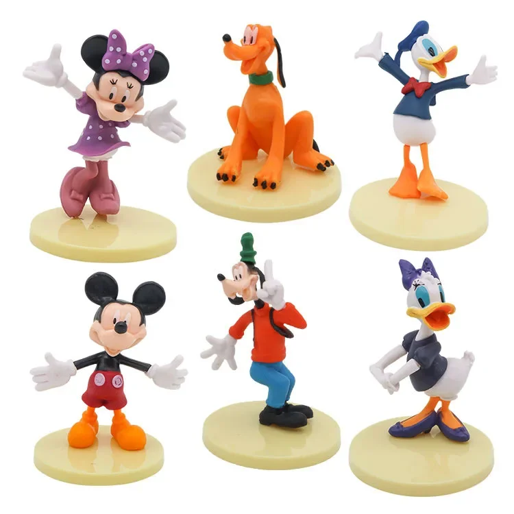 [Funny] 6pcs/lot Disney Donald Duck Mickey Minnie Goofy Action figure toy statue collection model home decoration kids best gift