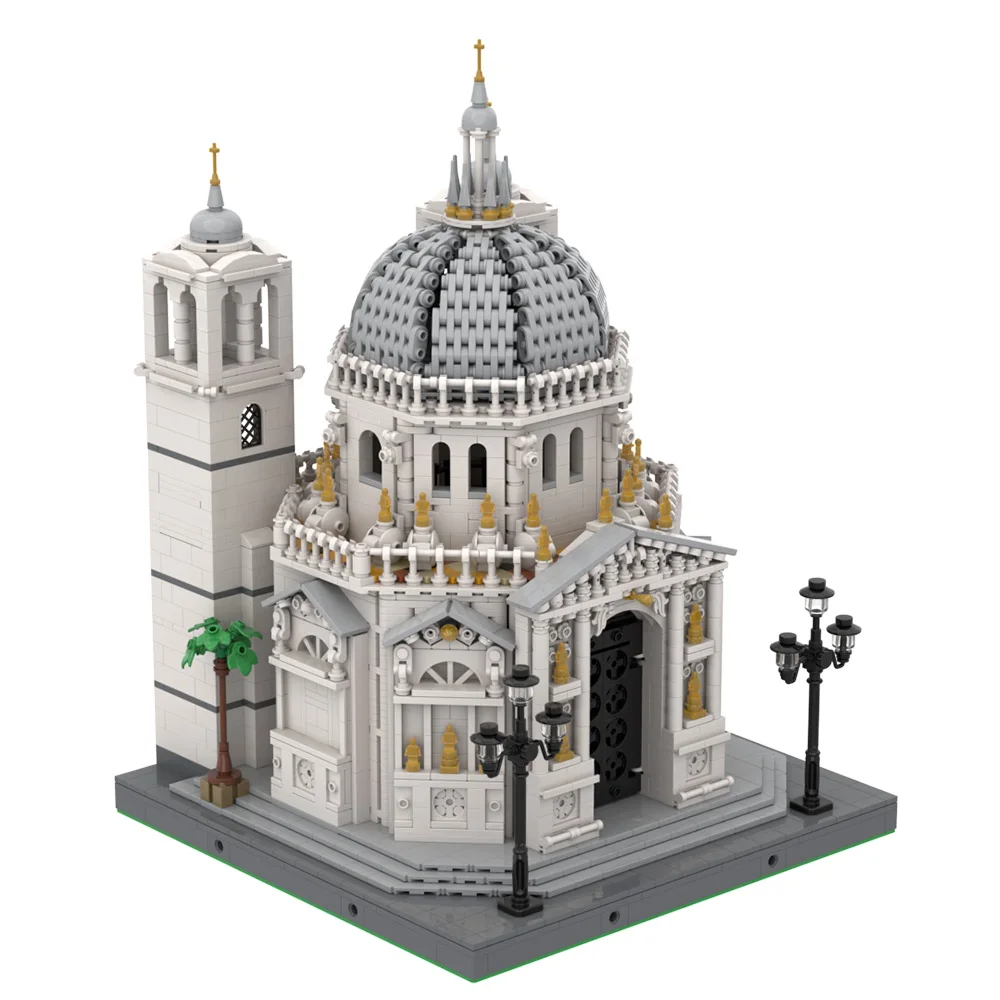 

MOC Venice Skyline Basilica di Santa Maria Della Salute Model Building Blocks Bell Tower Church Architecture Bricks Toy Gift