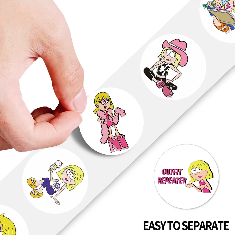 200pcs Cute Disney Cartoon Lizzie McGuire Stickers Roll Anime Kids Reward Stickers Gift Kawaii Decoration Sealing Labels Decals