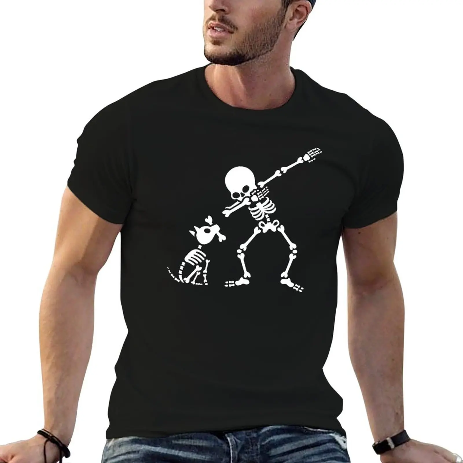 

Dab dabbing skeleton Pet Dog Bone T-Shirt cotton t shirt pack printed t shirts for man man t shirt cotton high quality T-shirt