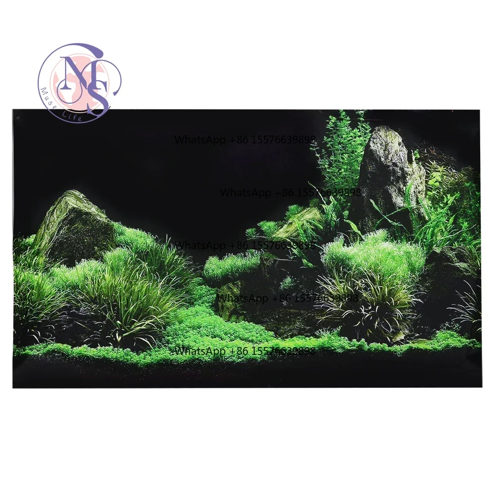 ZOCI-FOR PVC Aquarium Background Sticker, Seafloor Water Grass Decorative Painting for Fish Tank
