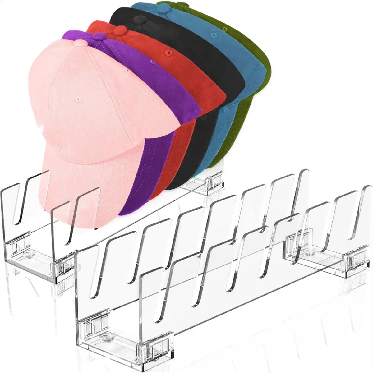 Hat Stand Organizer 2 Set up to 14 Baseball Caps Acrylic Hat Rack