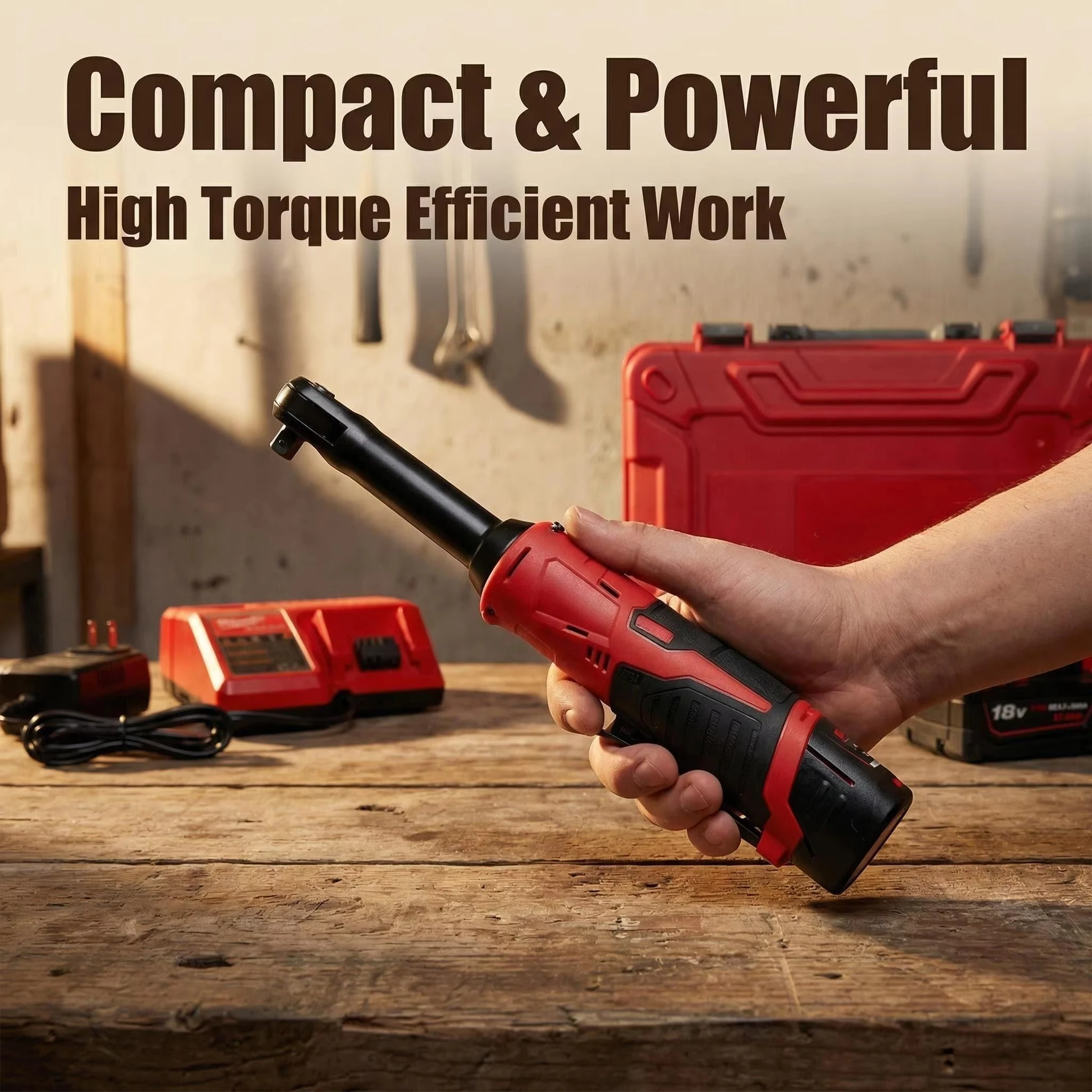 18V brushless electric ratchet wrench, 3/8 inch drive cordless battery wrench for industrial applications