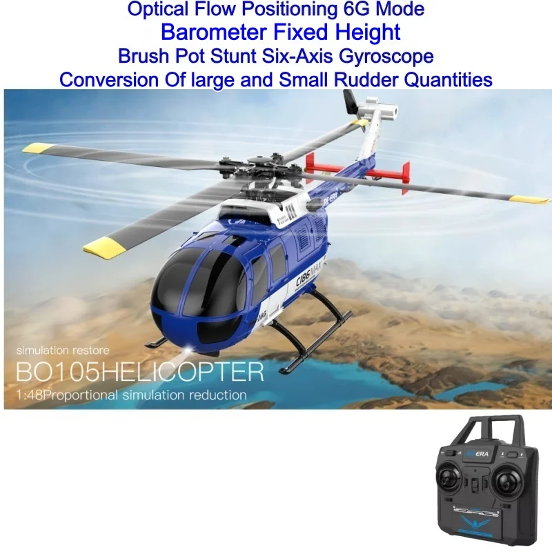 

No Ailerons 6G Mode RC Helicopter RTF 4CH 6-axis Optical Flow Positioning Remote Control Airplane Brush Pot Trick Drone Toys