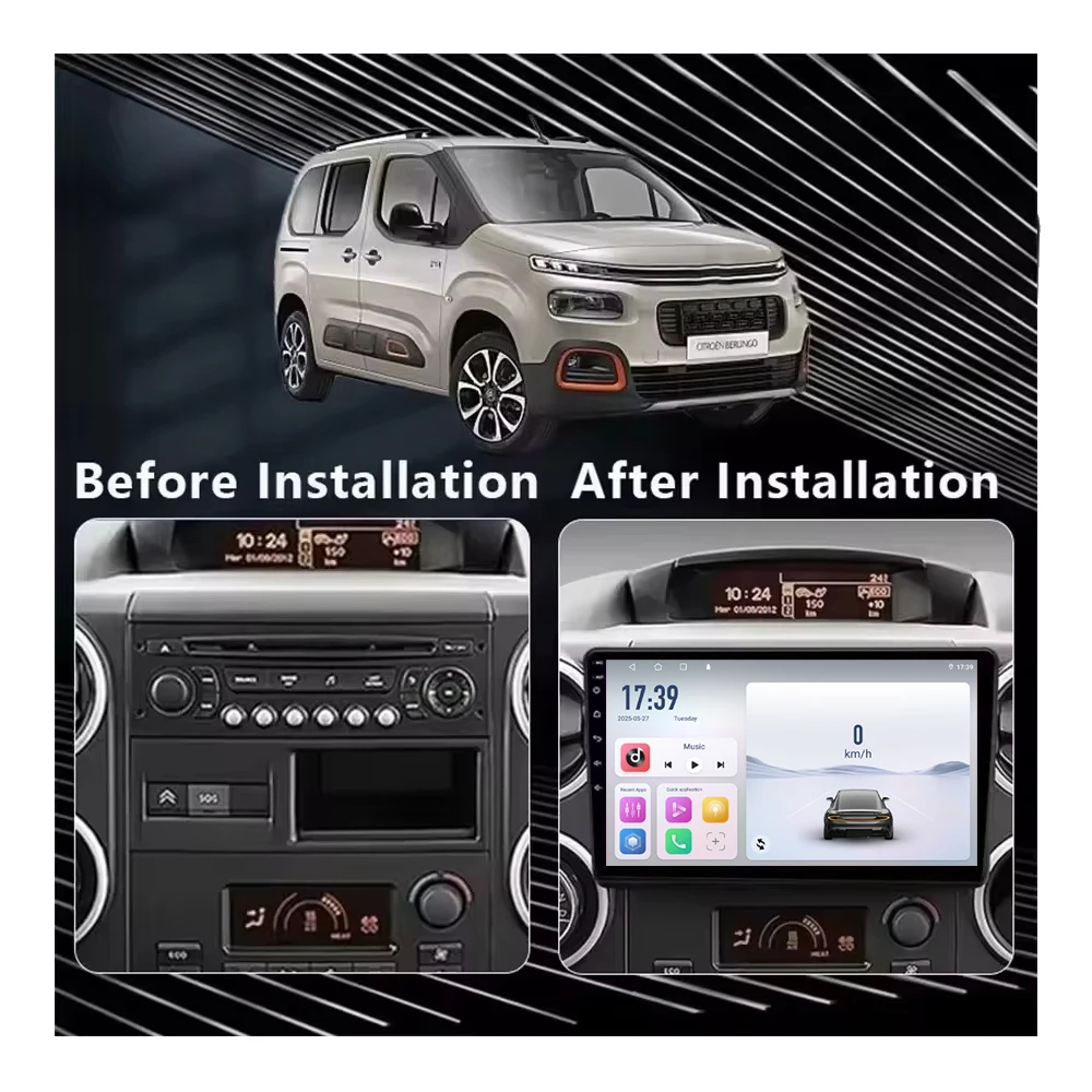 Android15 Carplay For Citroen Berlingo 2 B9 Peugeot Partner 2008 2009 2010 -2022 Multimedia Car Radio Player DSP WIFI+4G Stereo