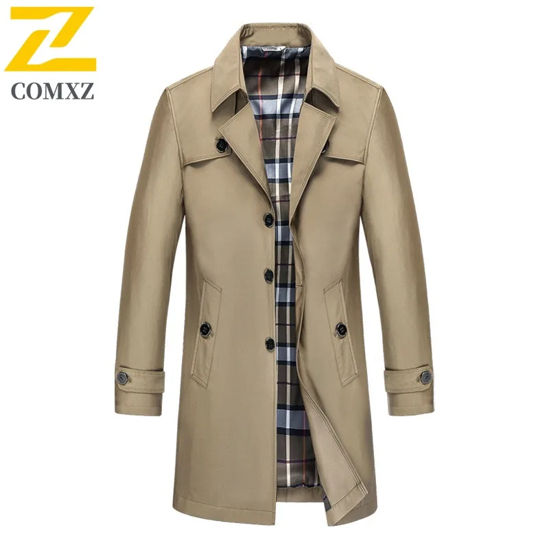 COMXZ ​Men Casual Sports Windbreaker Loose Fit MidLength Coat Autumn Winter Fleece Lined Thickened Outerwear Warm Thick Jacket ​