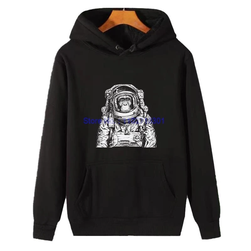 Space Orangutan Fashion Unisex Graphic Hooded Sweatshirts Winter Thick Sweater Hoodie Fleece Essentials Hoodie Men's Sportswear