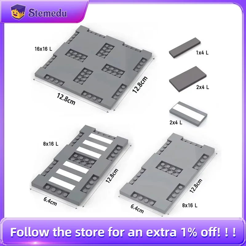 Building Blocks City Road Street Baseplate Bricks Pedestrian Crossing Base Compatible with legoeds Puzzle Toys 60301 69915 71772