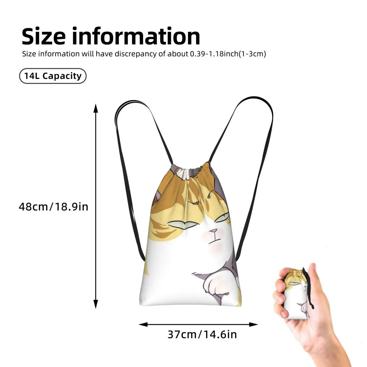 Eleceed Kayden Cat Form Drawstring Backpack hiking cycling Bag Portable Travel Drawstring Bag for Men Women