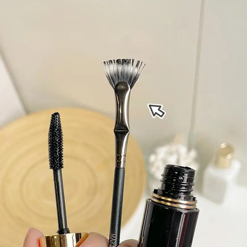 Natürliche Mascara-Fächerbürste, professionelle abgewinkelte Wimpernbürsten für Wimpern, weiche Borsten, Wimpernstab-Bürstenwerkzeug zur Verbesserung der unteren Wimpern