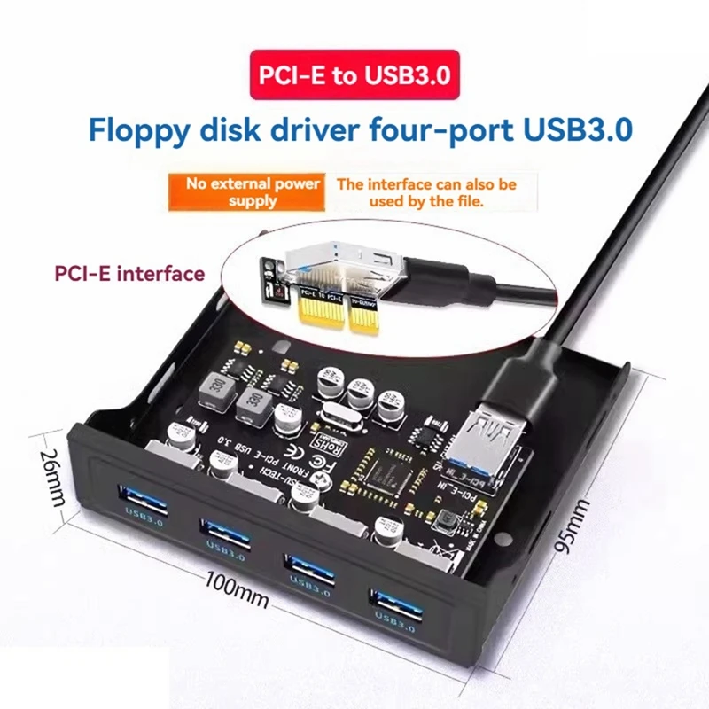 Передняя панель USB, 4 порта, USB 3.0, 5 Гбит/с, концентратор PCIE-USB3.0 для отсека для дисковода для настольных ПК