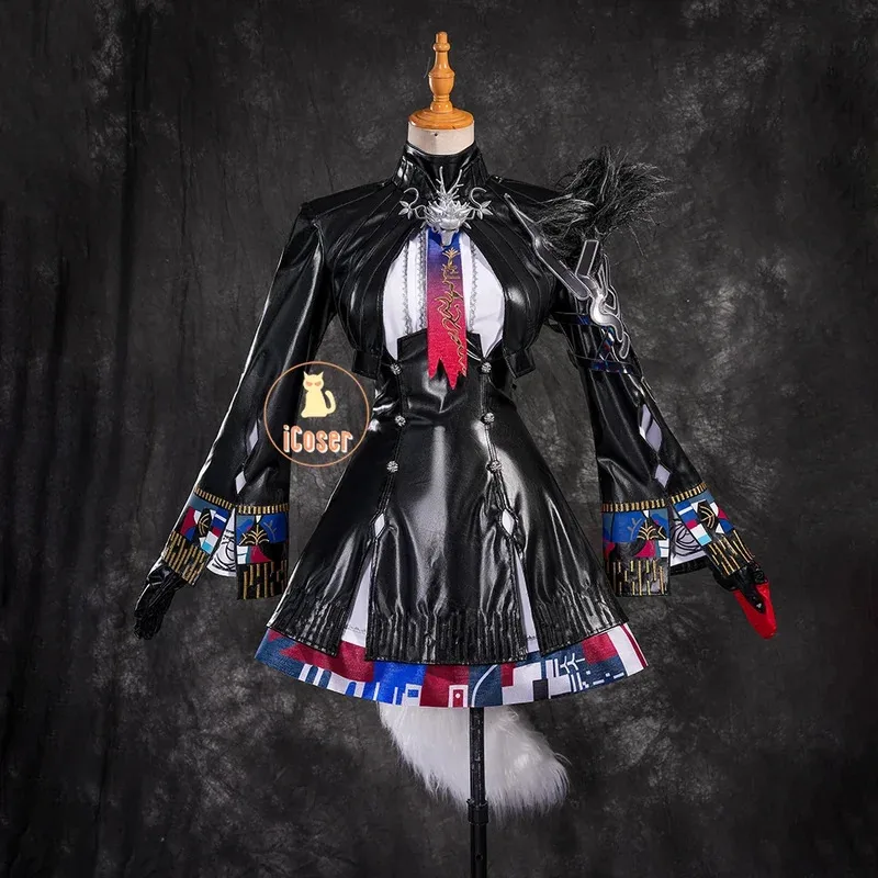 25COSArknights Lappland The Decadenza أزياء تنكرية شعر مستعار فستان موحد الذيل أغطية الرأس عباءة لعبة الدعائم حفلة الهالوين النساء iCo #5