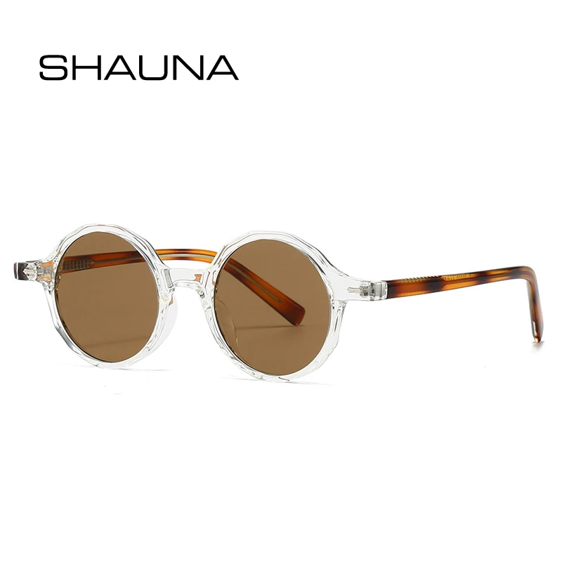 

SHAUNA Ins Popular Fashion Polygon Round Sunglasses Women Retro Rivets Shades UV400 Blue Grey Men Sun Glasses