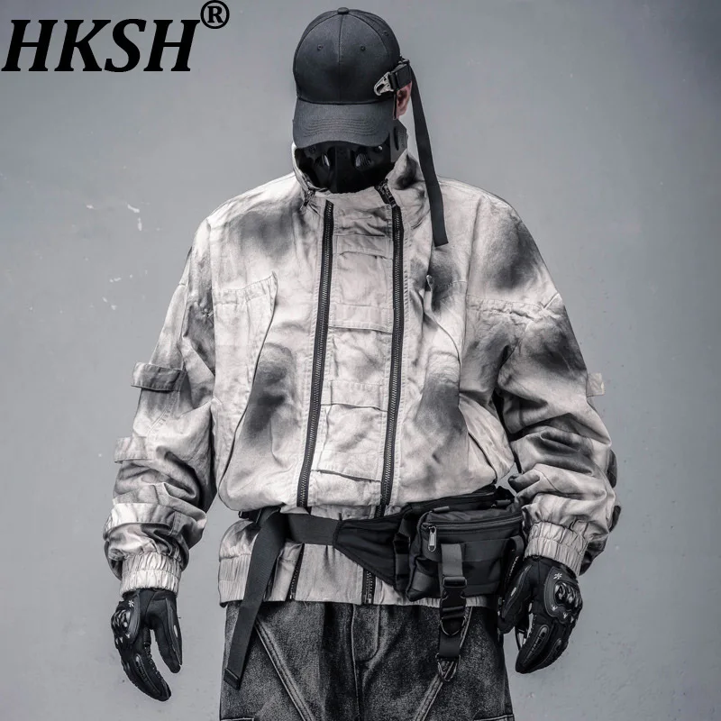 

HKSH Осень Зима Новый Мужской Waste Land Темный Стиль Тай-Дай Промытый Ретро Двойная Молния Дизайн Флисовая Куртка Свободное Шикарное Пальто HK13381