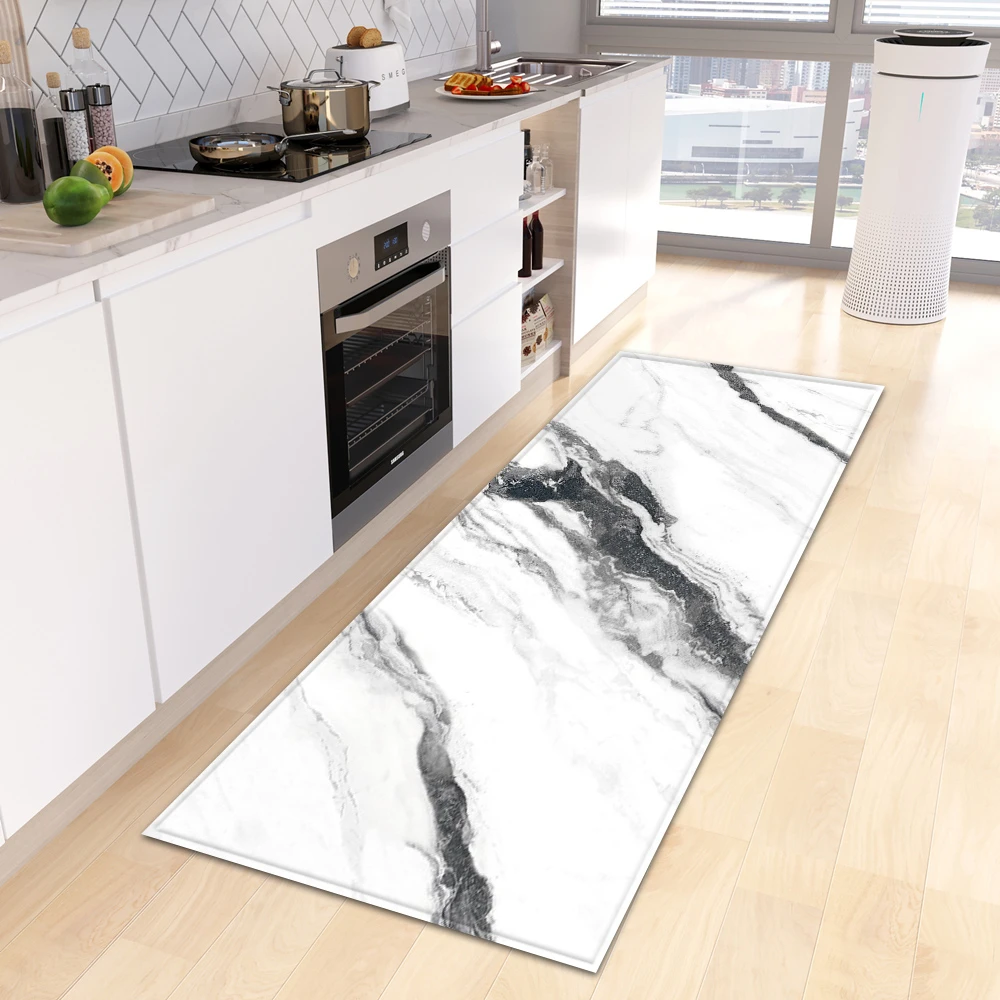 VIKAMA Alfombrillas de baño antideslizantes absorbentes de cocina largas de mármol simple de diatomita