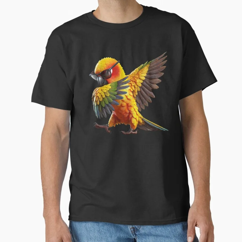 

Dabbing Sun Conure Parrot Lover Birding Pet bird Gift T shirt for man Large size Tops Funny parrot Graphic Printed clothes