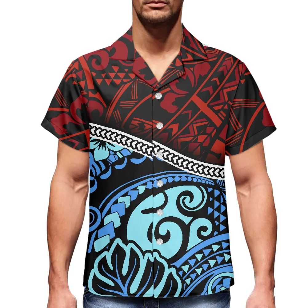 

HYCOOL Fashion Plus Size Hawaiian Shirts Streetwear Polynesian Tribal Men Short Sleeve Shirt Samoan Button Down Men Summer Shirt