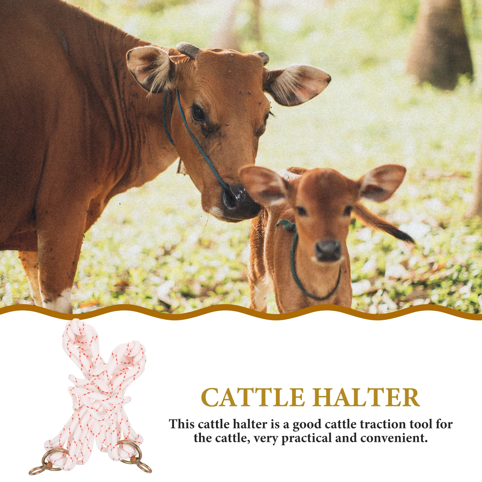 الرسن الثقيلة ارتداء مقاومة البقرة الرسن لتدريب الماشية المحمولة خفيفة الوزن مزرعة حبل العملي Bridle ل #1