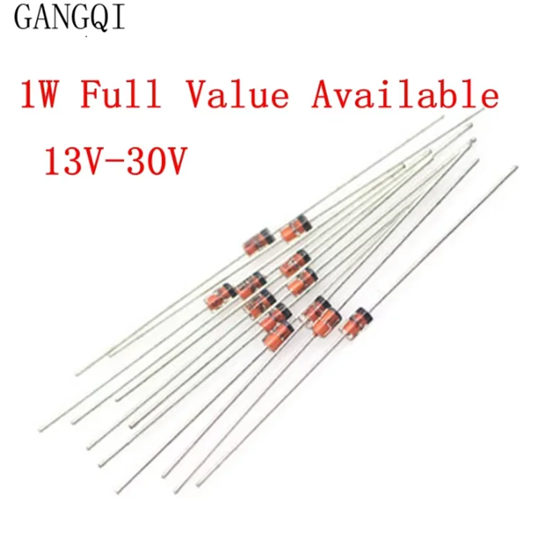 50PCS 1W Zener Diode 1N4743A/13V 1N4744A/15V 1N4745A/16V 1N4746A/18V 1N4747A/20V 1N4748A/22V 1N4749A/24V 1N4750A/27V 1N4751A/30V