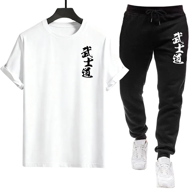 

Japan Bushido Print T-shirt + Pants Tracksuit Men Urban Casual Fashion Outfit Spring Summer Home Outdoor Comfort Men's Clothing