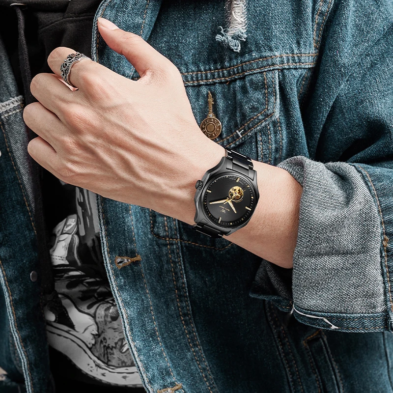 ساعة WM ساعات آلية أوتوماتيكية مقاومة للماء كلاسيكية كاجوال لرجال الأعمال ساعة Welly Merck Watcher WM035M