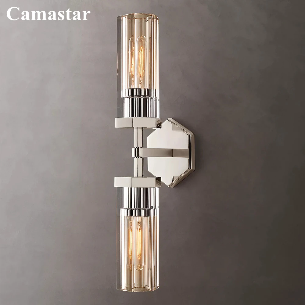 Lambeth Hexagonal Grand Linear Sconce Modern Clear Prism Crystal Wall Lighting Fixture LED Double Sconce Lamp for Bedroom Foyer