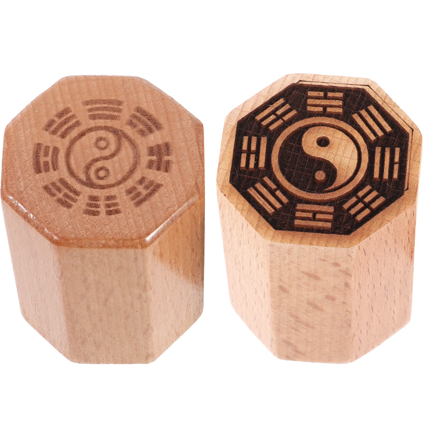 

2 Pcs Rating Bagua Seal Decoration Scrapbook Stamper Wooden Traditional Stampers