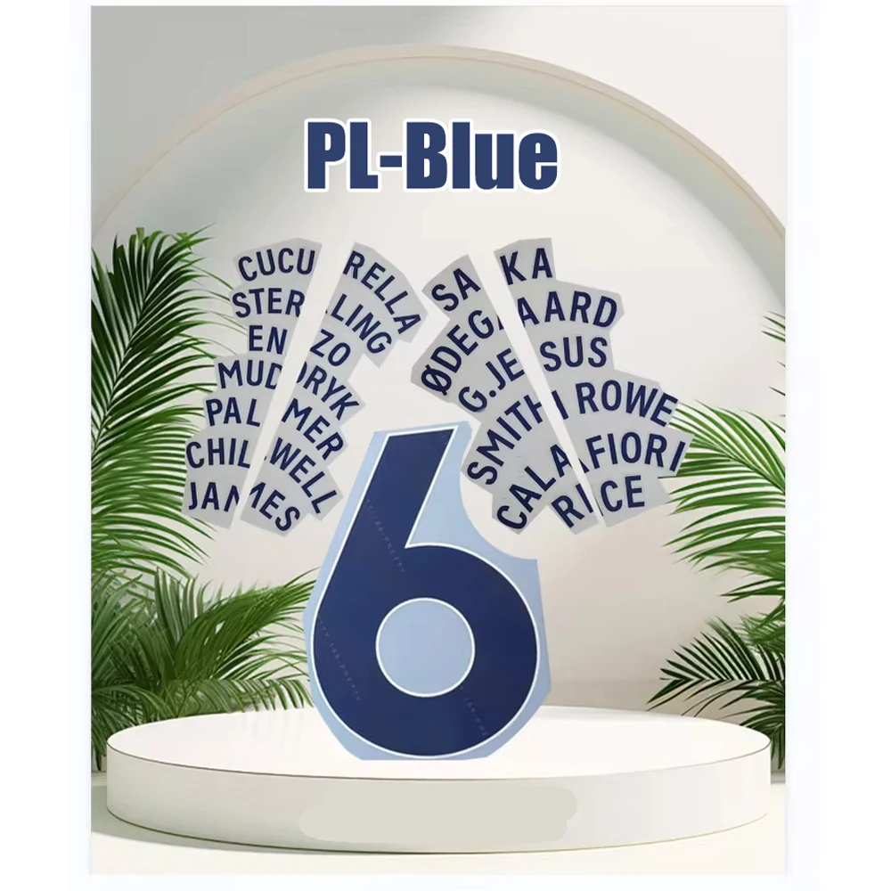 

25CM Pre-Lea-gue Blue color PALMER Name sets 2025/26 color curved CALAFIORI name sets iron on Foden name and number 2025