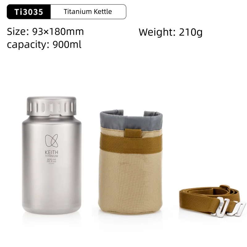 AliExpress KEITH Keith 900ml/1200ml Pure Titanium Sports Bottle with Shoulder Strap, Lightweight Durable Water Bottle for Camping Hiking Cycling