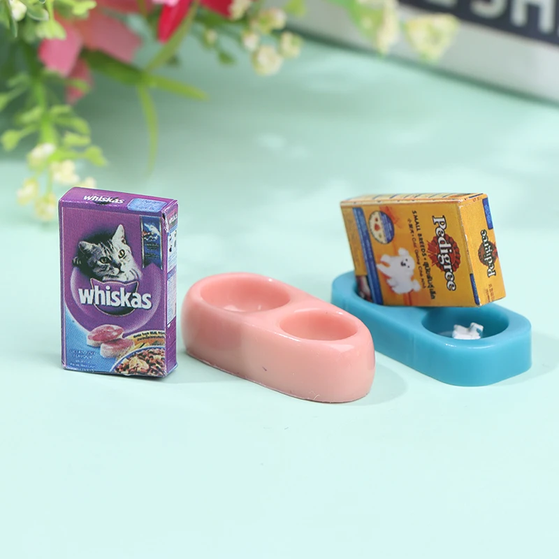 

1/12 Dollhouse Miniature Pet Dog Cat Food with Bowl Kitchen Garden Decor Doll House Accessories