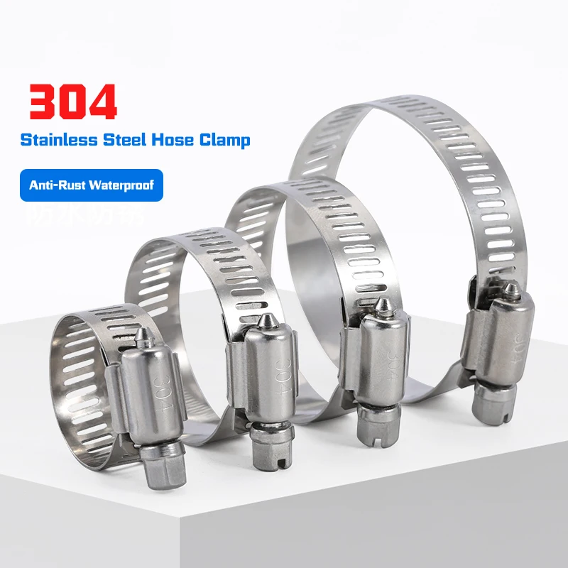 Adjustable 304 Stainless Steel Pipe Clamp, Worm Drive Hose Hoop, Rustproof Tube Fastener for Range Hood Water Pipe Air Hose Indu