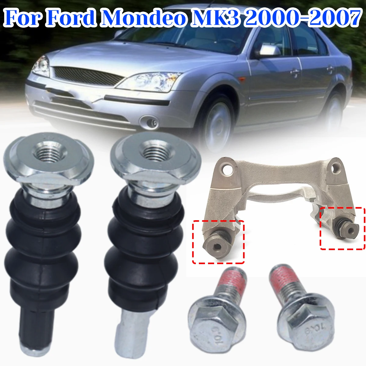 For Ford Mondeo MK3 2000-2007 Front Brake Caliper Slider Guide Pin Bolt Kit Left Right Disc Housing Sleeve Bushing Boot Seal Car