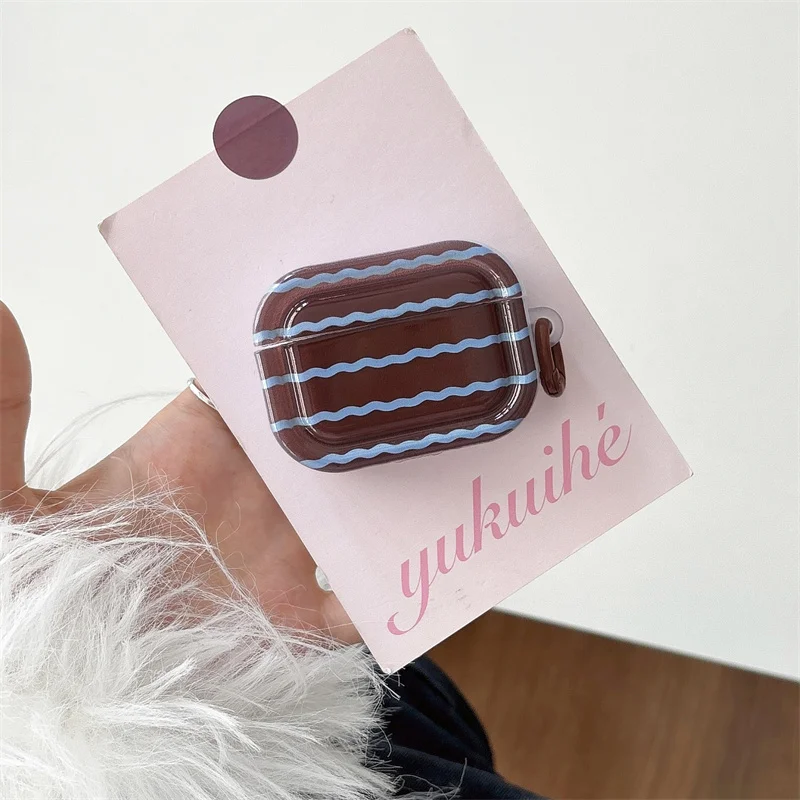 Casing Earphone pola gelombang kreativitas untuk Apple Airpods 4 3 2 Pro, casing pengisi daya Headphone silikon pesona Pro 2
