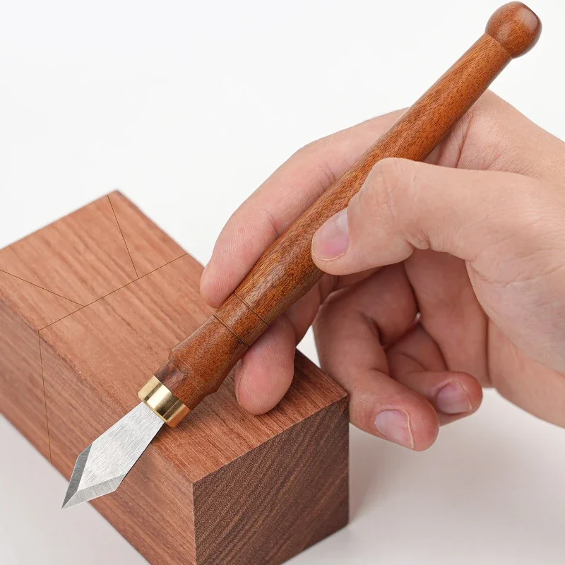 Woodworking Triangular Line Drawing Knife DIY Tool Bidirectional Drawing Knife Marking High Carbon Steel Blade Wood Carving Tool