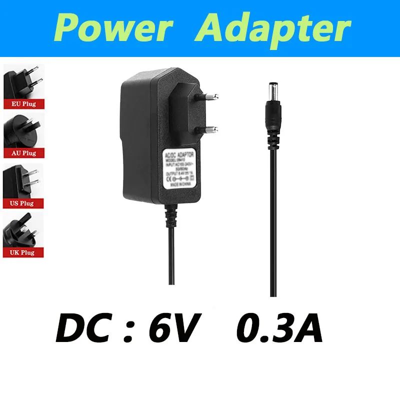 DC 6V 300mA AC 100V-240V Converter Adapter DC 6V 300mA 300mA Power Supply Uk Eu Us Plug DC 5.5mm x 2.1mm