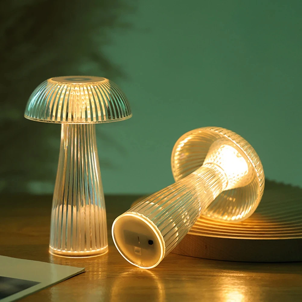 1 Color Night Light Mushroom Table Lamp LED Ambient Night Light For Restaurant Cafe Bar Living Room Bedroom Bedside Decoration