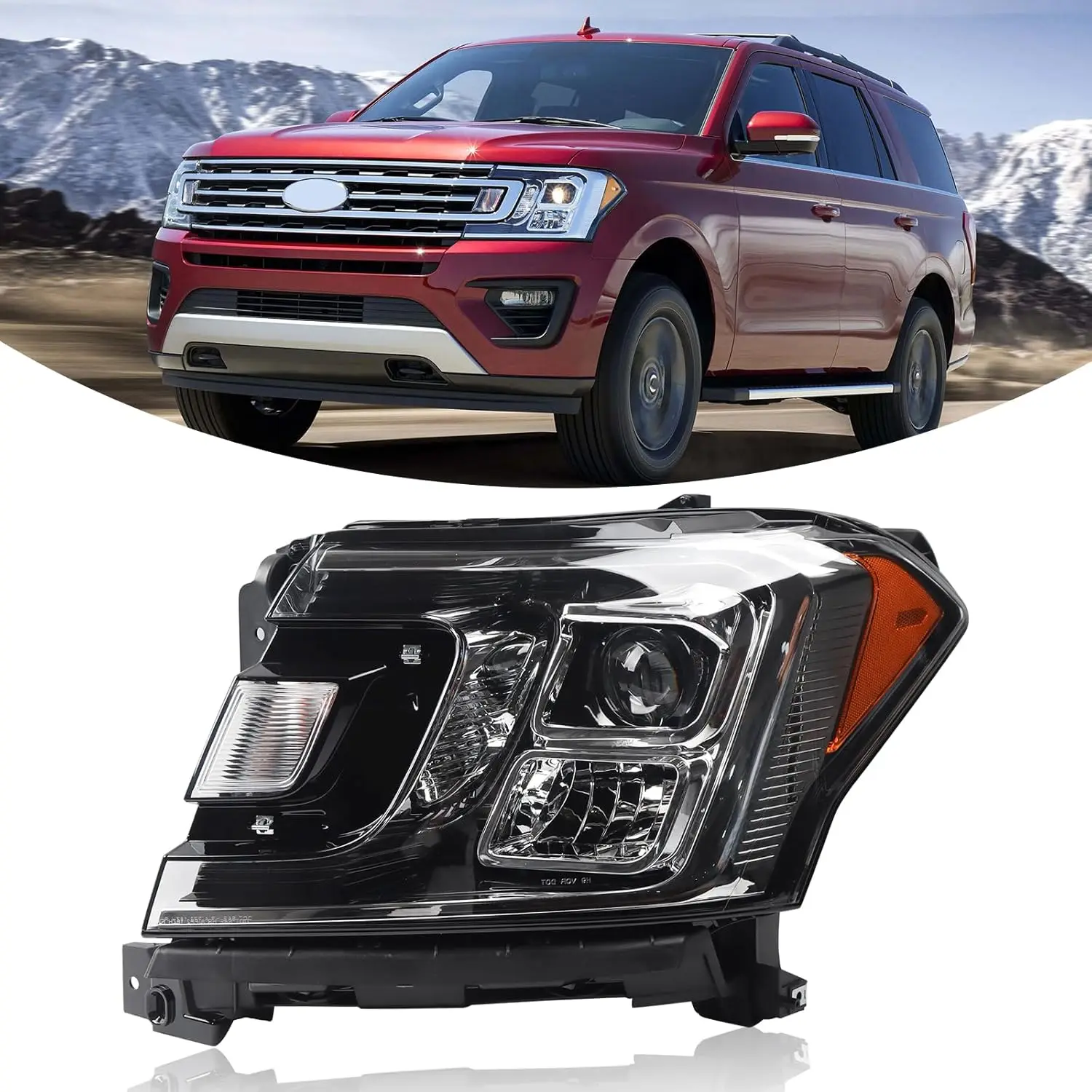 

Halogen Type Headlights Assembly Compatible with 2018-2021 Ford Expedition XLT Limitated Headlamp