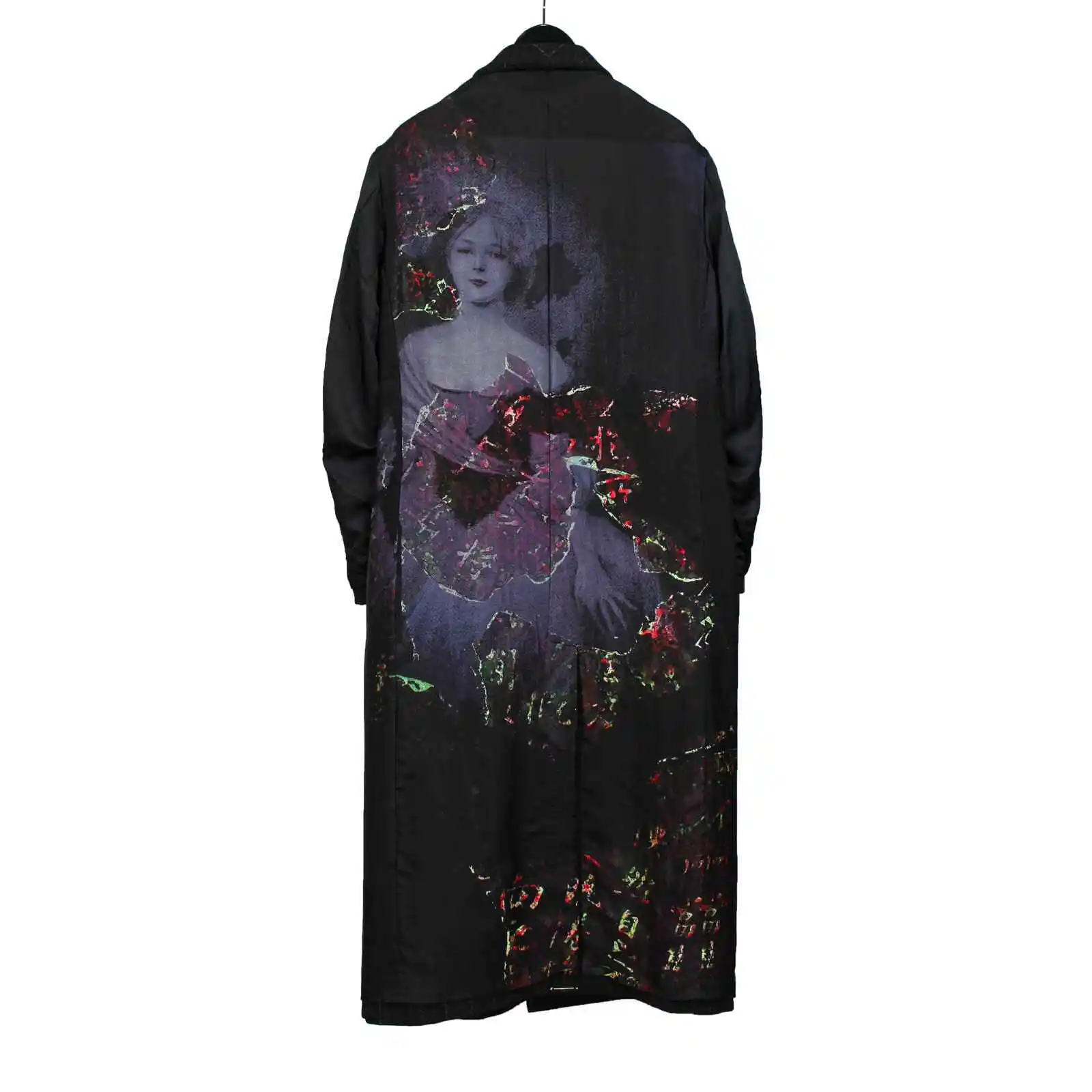 

TOP-YAMAMOTO длинное двустороннее пальто с принтом оригинального дизайна свободного кроя, простое, модное и универсальное.