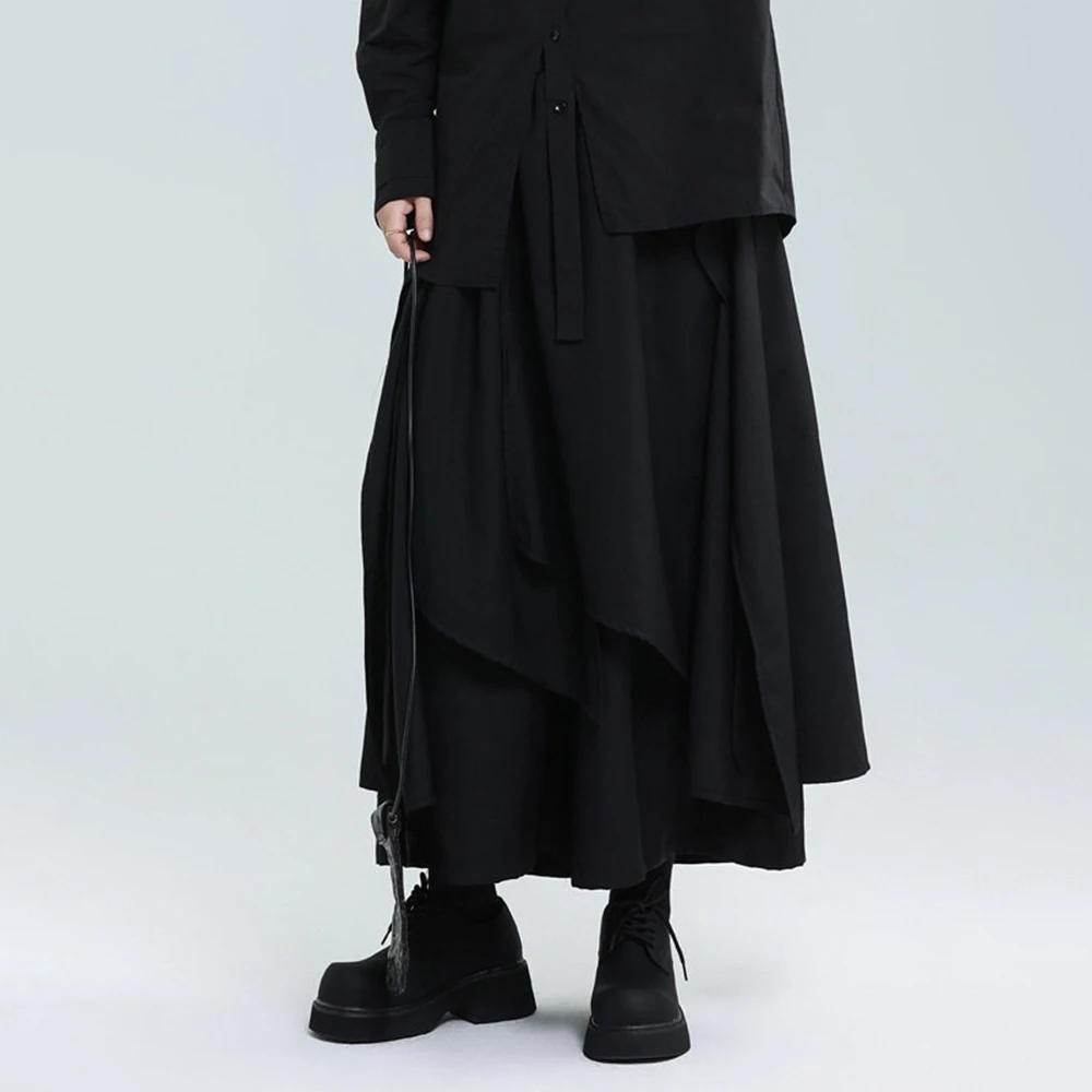 XS-5XL Summer New Men's Asymmetrical Skirt Pants American Retro Fashion Trendy Casual Loose Breathable Niche Men's Bottoms